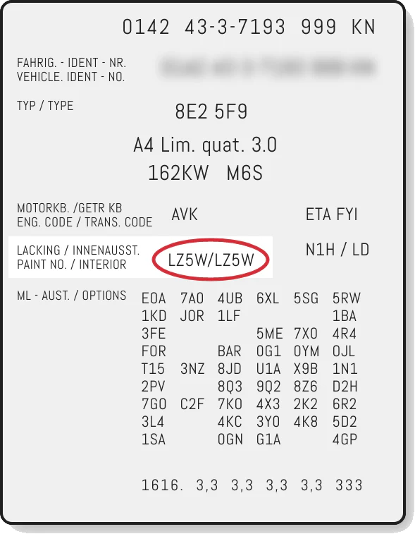 Seat Color Location